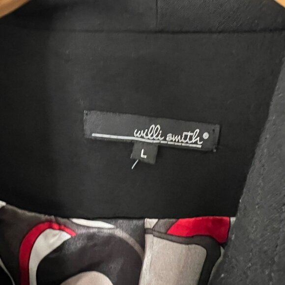 Willi Smith Women’s Black Cropped Blazer Jacket Size L Open Front Career Workwea - Picture 2 of 3